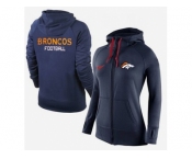 Women Nike Denver Broncos Full-Zip Performance Hoodie Dark Blue