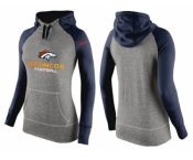 Women Nike Denver Broncos Performance Hoodie Grey & Dark Blue