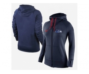 Women Nike Seattle Seahawks Full-Zip Performance Hoodie Dark Blue
