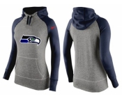 Women Nike Seattle Seahawks Performance Hoodie Grey & Dark Blue_3