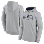 Mens New England Patriots Gray Sideline Stack Performance Pullover Hoodie
