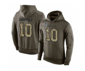 NFL Men's Nike New England Patriots #10 Jimmy Garoppolo Stitched Green Olive Salute To Service KO Performance Hoodie