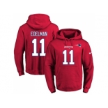 Nike New England Patriots #11 Julian Edelman Red Name & Number Pullover NFL Hoodie