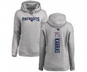 Football Women's New England Patriots #75 Ted Karras Ash Backer Pullover Hoodie