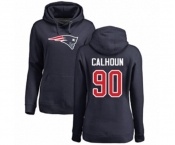Football Women's New England Patriots #90 Shilique Calhoun Navy Blue Name & Number Logo Pullover Hoodie