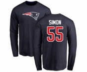 Football New England Patriots #55 John Simon Navy Blue Name & Number Logo Long Sleeve T-Shirt