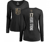 NHL Women Adidas Vegas Golden Knights #17 Vegas Strong Black Backer Slim Fit Long Sleeve T-Shirt