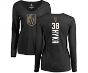 NHL Women Adidas Vegas Golden Knights #38 Tomas Hyka Black Backer Slim Fit Long Sleeve T-Shirt