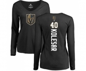 NHL Women Adidas Vegas Golden Knights #40 Ryan Carpenter Black Backer Slim Fit Long Sleeve T-Shirt
