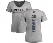 NHL Women Adidas Vegas Golden Knights #40 Ryan Carpenter Gray Backer Slim Fit V-Neck T-Shirt