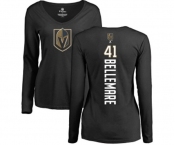NHL Women Adidas Vegas Golden Knights #41 Pierre-Edouard Bellemare Black Backer Slim Fit Long Sleeve T-Shirt