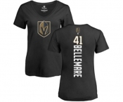 NHL Women Adidas Vegas Golden Knights #41 Pierre-Edouard Bellemare Black Backer Slim Fit V-Neck T-Shirt