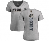 NHL Women Adidas Vegas Golden Knights #45 Jake Bischoff Gray Backer Slim Fit V-Neck T-Shirt