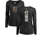 NHL Women Adidas Vegas Golden Knights #47 Luca Sbisa Black Backer Slim Fit Long Sleeve T-Shirt