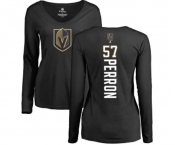 NHL Women Adidas Vegas Golden Knights #57 David Perron Black Backer Slim Fit Long Sleeve T-Shirt