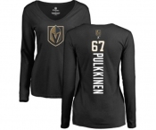 NHL Women Adidas Vegas Golden Knights #67 Teemu Pulkkinen Black Backer Slim Fit Long Sleeve T-Shirt