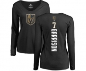 NHL Women Adidas Vegas Golden Knights #7 Jason Garrison Black Backer Slim Fit Long Sleeve T-Shirt