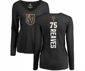 NHL Women Adidas Vegas Golden Knights #75 Ryan Reaves Black Backer Slim Fit Long Sleeve T-Shirt