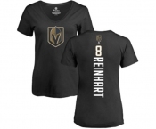 NHL Women Adidas Vegas Golden Knights #8 Griffin Reinhart Black Backer Slim Fit V-Neck T-Shirt