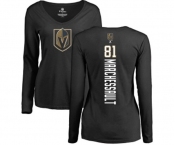 NHL Women Adidas Vegas Golden Knights #81 Jonathan Marchessault Black Backer Slim Fit Long Sleeve T-Shirt