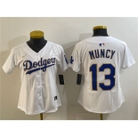 Women's Los Angeles Dodgers #13 Max Muncy White Gold Limited Stitched Baseball Jersey