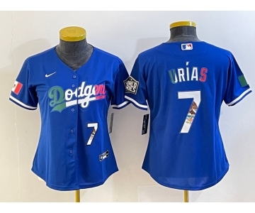 Women's Los Angeles Dodgers #7 Julio Urias Blue 2020 World Series Cool Base Nike Jersey6