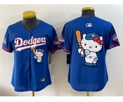 Women's Los Angeles Dodgers Team Big Logo Royal Hello Kitty Night 2025 World Series Champions Patch Stitched Baseball Jersey Women's Los Angeles Dodgers Team Big Logo Royal Hello Kitty Night 2025 World Series Champions Patch Stitched Baseball Jersey