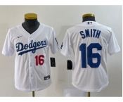 Youth Los Angeles Dodgers #16 Will Smith Number White Stitched Cool Base Nike Jersey