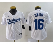 Youth Los Angeles Dodgers #16 Will Smith White Stitched Cool Base Nike Jersey