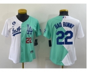 Youth Los Angeles Dodgers #22 Bad Bunny White Green Two Tone 2022 Celebrity Softball Game Cool Base Jerseys