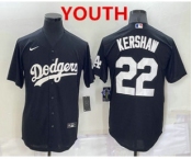Youth Los Angeles Dodgers #22 Clayton Kershaw Black Turn Back The Clock Stitched Cool Base Jersey