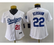 Youth Los Angeles Dodgers #22 Clayton Kershaw Number White Stitched MLB Cool Base Nike Jersey