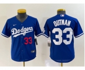 Youth Los Angeles Dodgers #33 James Outman Number Blue Cool Base Stitched Jersey
