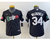Youth Los Angeles Dodgers #34 Fernando Valenzuela Black Mexico 2020 World Series Cool Base Nike Jersey
