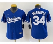 Youth Los Angeles Dodgers #34 Fernando Valenzuela Blue Stitched Cool Base Nike Jersey
