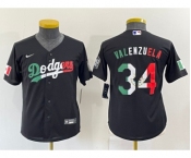 Youth Los Angeles Dodgers #34 Toro Valenzuela Mexico Black Cool Base Stitched Baseball Jersey