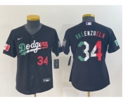 Youth Los Angeles Dodgers #34 Toro Valenzuela Mexico Number Black Cool Base Stitched Baseball Jersey