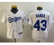 Youth Los Angeles Dodgers #43 Anthony Banda White Cool Base Stitched Baseball Jersey