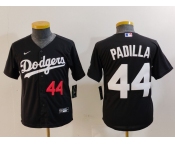 Youth Los Angeles Dodgers #44 Vicente Padilla Number Black Cool Base Stitched Jersey