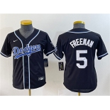 Youth Los Angeles Dodgers #5 Freddie Freeman Black Stitched Baseball Jersey