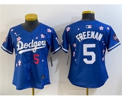 Youth Los Angeles Dodgers #5 Freddie Freeman Royal 2025 Tokyo Series Limited Stitched Baseball Jersey