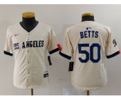 Youth Los Angeles Dodgers #50 Mookie Betts Cream 2024 City Connect Limited Stitched Jersey