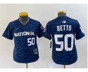 Youth Los Angeles Dodgers #50 Mookie Betts Number Royal 2023 All star Cool Base Stitched Jersey