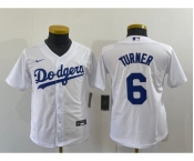 Youth Los Angeles Dodgers #6 Trea Turner White Stitched MLB Cool Base Nike Jersey