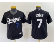 Youth Los Angeles Dodgers #7 Julio Urias Number Black Turn Back The Clock Stitched Cool Base Jersey1