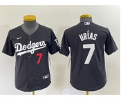 Youth Los Angeles Dodgers #7 Julio Urias Number Black Turn Back The Clock Stitched Cool Base Jersey2