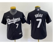 Youth Los Angeles Dodgers #7 Julio Urias Number Black Turn Back The Clock Stitched Cool Base Jersey