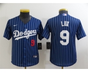 Youth Los Angeles Dodgers #9 Gavin Lux Navy Blue Pinstripe Stitched MLB Cool Base Nike Jersey