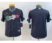 Youth Los Angeles Dodgers Blank Black Mexico 2020 World Series Cool Base Nike Jersey