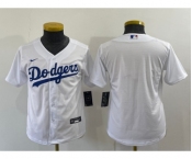Youth Los Angeles Dodgers Blank White Stitched MLB Cool Base Nike Jersey